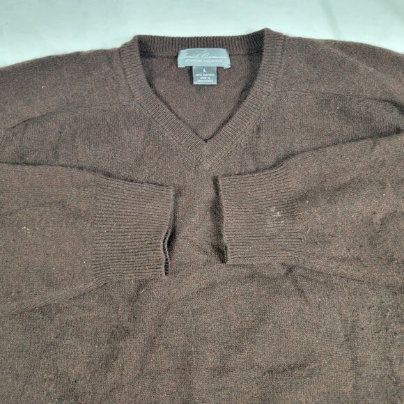 Daniel Cremieux Mens Large Signature Collection Brown Cashmere V Neck Sweater - Picture 4 of 8